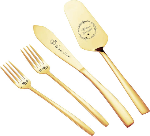 Cake Cutting Set for Wedding, Wedding Cake Knife and Server Set for Birthday, Bridal Shower Gifts (Gold)...