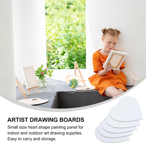 SEWACC 5 Pcs Oil Painting Board Artist Canvas Blank Paitning Paper Board Ink Sketchbook Heart Shape Stretched Painting Canvas Flower Panels Child ...