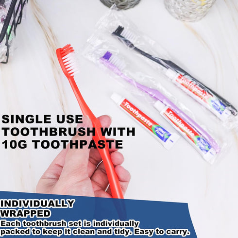 20 pcs Disposable Toothbrushes with Toothpaste,Single Use Toothbrush with 10g Toothpaste Individually Wrapped Disposable Travel Toothbrush Kit Bul...