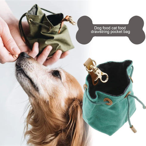 Create idea Dog Treat Pouch Cleanable Dog Treat Training Bag with Clip and Drawstring Pet Snack Bag Food Storage for Dog Training Outdoor Activiti...