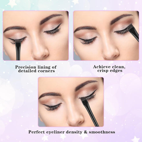 3 Pcs Fine Angled Eyeliner Brush Thin Eyebrow Brush Set Precision Gel Eye Liner Brush Brow Tint Brush Fine Angled Tinting Brushes Ultra Thin Slant...