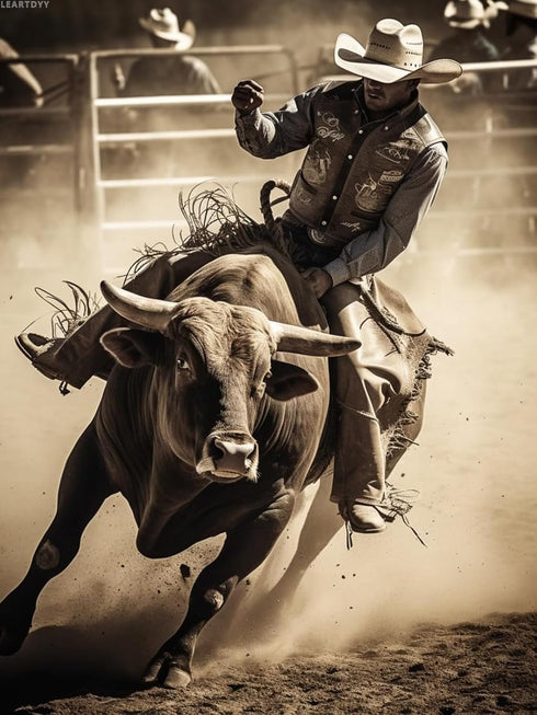 LEARTDYY DIY 5D Diamond Art Kits Painting for Adults Western Cowboy Bull Riding Rodeo 30x40cm/12x16inch...