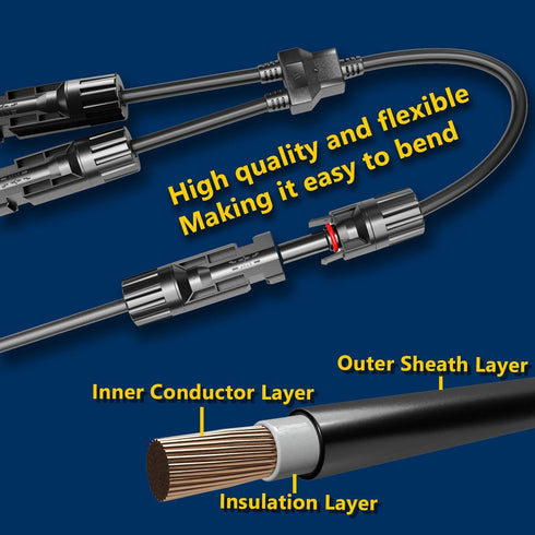 1000V DC Solar Y Branch Connectors PV Y Connector Solar y Branch Connector FMM+MFF for Parallel Connection Between Solar Panels(2Pairs)...