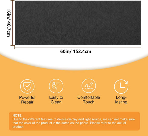 Leather Repair Patch, 16'' × 60'' Large Leather Repair Tape Kit, Self-Adhesive Leather Patches for Furniture, Couch, Sofa, Car Seat, Chair, Clothi...