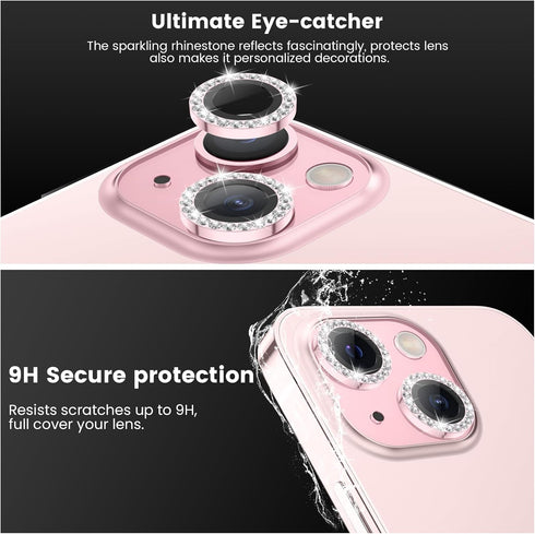 Tensea for iPhone 15 / iPhone 15 Plus Camera Lens Protector, 9H Tempered Glass Camera Cover Screen Protector, HD Clear, Metal Individual Ring for ...