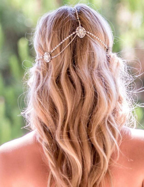 Missgrace Women Dainty Bohemian Rhinestones Head Chain Hair Accessories for Bridal...