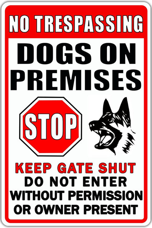 Funny Beware Of Dog Sign Warning Do Not Enter Metal Signs No Trespassing Dogs On Premises Tin Signs Dog In Yard Stop Keep Gate Closed Sign For Fen...
