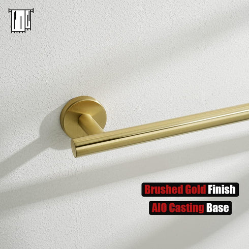 JQK Towel Bar Brushed Gold, 16 Inch 304 Stainless Steel Thicken 0.8mm Towel Rack Bathroom, Towel Holder Wall Mount, Total Length 19 Inch TB110L16-...