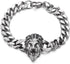 COOLSTEELANDBEYOND Heavy and Study Mens Biker Stainless Steel Lion Head Curb Chain Bracelet, Polished, Punk Rock...