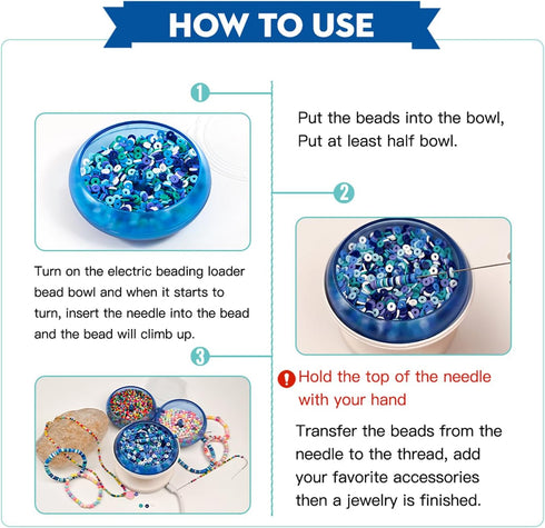 Hobbyworker Electric Clay Bead Spinner Kit with 3pcs Bead Trays 2pcs Bead Spinner Needles, 1000pcs Clay Beads and 1300pcs Seed Beads 8m Elastic Co...