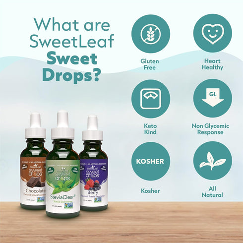 SweetLeaf Stevia Liquid Sweet Drops - Chocolate Flavored Drops, Stevia Liquid Sweetener, Zero-Calorie, Sugar-Free Syrup Alternative for Keto Coffe...