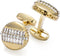 Crystal Cufflinks for Men with Gift Box, 18K Gold Tone Cuff link for Men's Dress Shirts and French Cuff Shirts on Birthday Party Wedding Anniversa...