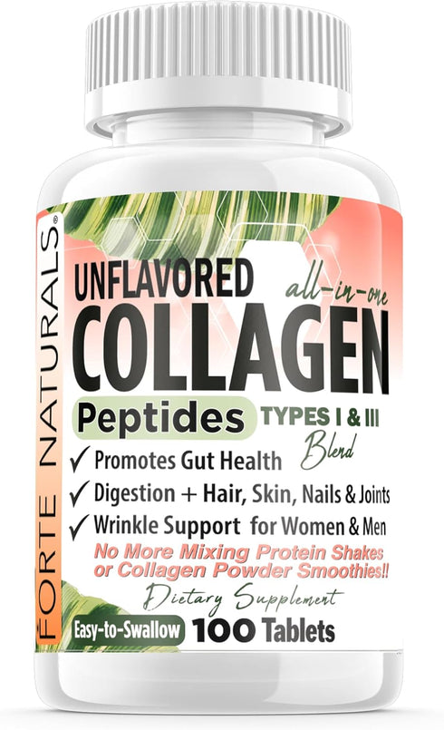 Collagen Peptide Pills 100 Tablets Protein Supplements NO More Mixing Powder Shakes Easy to Swallow Collagen Peptides Powder Pills Protein Capsule...