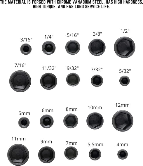 NEIKO 10068A Nut Driver Set, For Impact Drill and Driver, 20 Piece, 1/4” Hex Small Nut Driver Bit Set, Metric and Standard, 4-12 mm & 5/32”-1/2”, ...