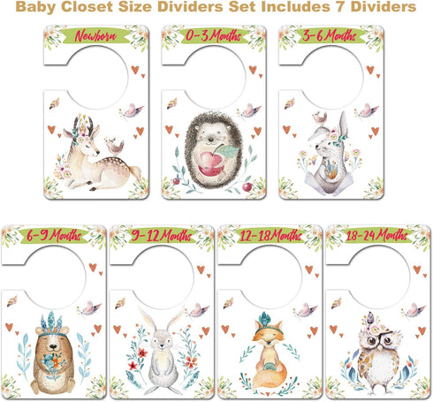 Baby Closet Size Dividers, Woodland Animal Clothes Organizer, Baby Closet Dividers from Newborn Infant to 24 Months, Baby Shower Set for Boys and ...
