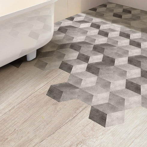 10 Pcs Hexagon Non-Slip Vinyl Floor Sticker for Home Decor, Peel and Stick Self-Adhesive Wallpaper Sticker for Living Room Kitchen Bathroom, 7.9x9...
