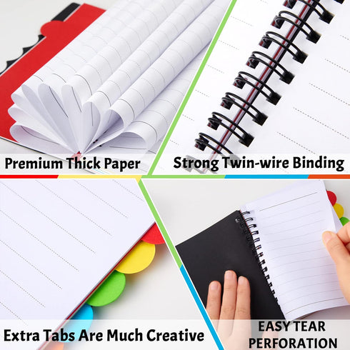 3 Pack Mini Spiral Notebook Small Spiral Tabbed Notebook Journal 5 Subject Divider Notebook 5.5 x 3.5 Inches 140 Pages for Diary Notes Writing Hom...