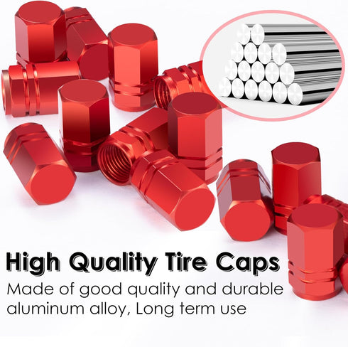 Red Auto Tire Valve Stem Caps: Tire Air Pressure Caps, Universal Schrader Valve Cap for Car Bike Truck Motorcycles...