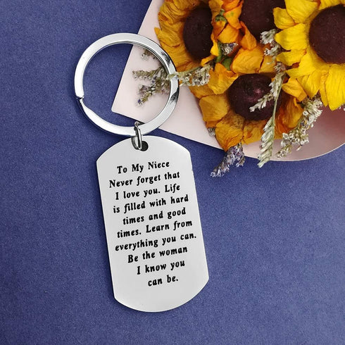 To My Niece Keychain Gift Inspirational Niece Gifts from Aunt Uncle Never Forget That I Love You Keychain Encouragement Jewelry Gifts for Niece Bi...