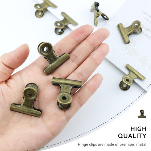 20 Pieces Metal Bulldog Binder Clips, 1.2 Inch Hinge Paper Clips Clamps for Food Bags, Pictures Photos, Art Crafts, Home Office Supplies (Bronze)...