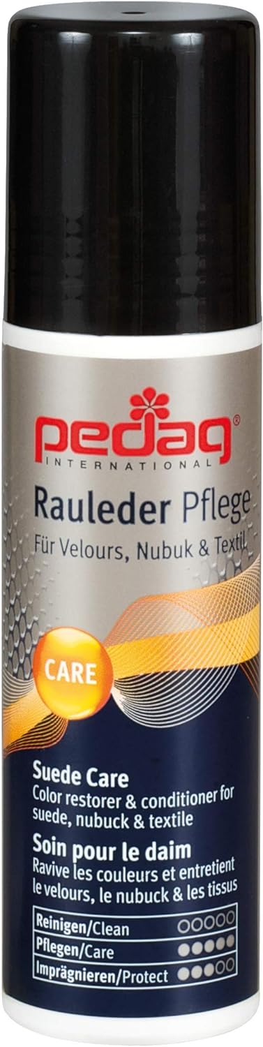 pedag Suede Cleaner and Textile Color Restorer, 3 pc Cleaning and Care Kit for Shoes and Boots, Made in Germany, Dark Brown...