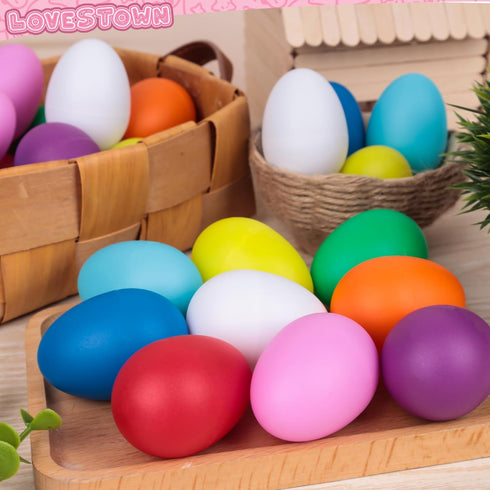 LovesTown 18PCS Plastic Egg Shakers Set, Percussion Instruments Musical Egg Maracas Easter Egg for Kids Toys Music Learning DIY Painting...