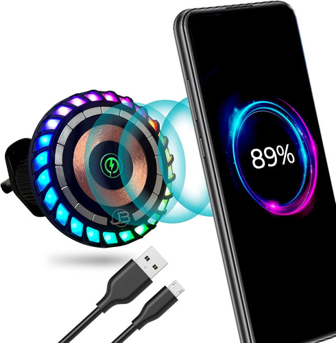 for MagSafe Magnetic Phone Mount Wireless Charger | Music Reactive Lights - Car Cell Phone Holder | Car Mount Universal Air Vent Clip Car Charger ...