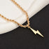 Lightning Bolt Necklace Gold Thunder Pendant Necklace Vintage Lightning Charms Rope Chain Necklace Long Sweater Chain Necklace Jewelry for Women M...