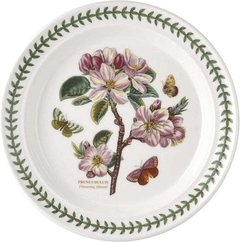 Portmeirion Botanic Garden 10.5-Inch Dinner Plate, Flowering Almond Design - Durable Earthenware Tableware, Microwave, Dishwasher, Freezer Safe, F...