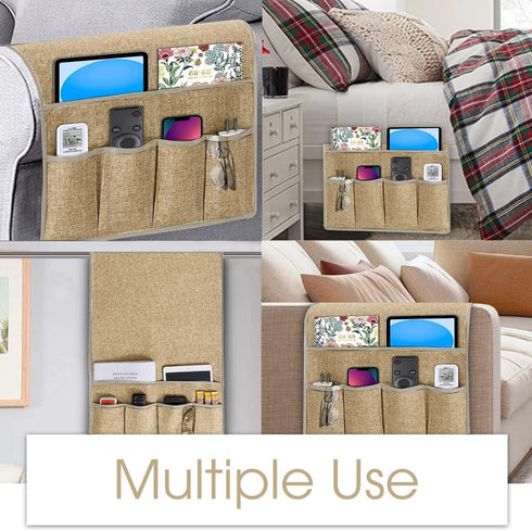 Joywell Arm Chair Caddy Remote Control Holder Organizer for Recliners Couch Armrest Organizer Non Slip with 6 Pocket Storage for Magazine, Tablet,...