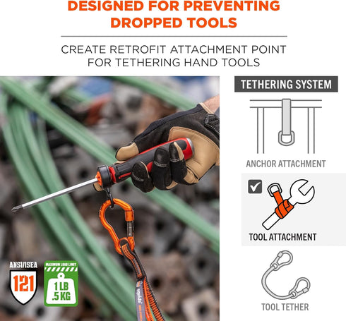 Hand Tool Attachment Slips, Easy Slide On Design, Connects to Tool Lanyards, Squids 3740, Variety Pack, 4-Pack,Black & Orange...