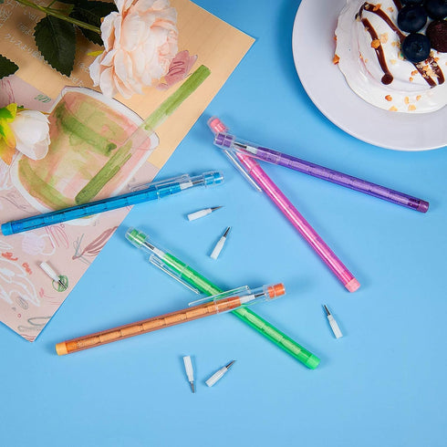 Outus Non-Sharpening Pencils HB Translucent Pencil Stacking Point Pencils for Kids Stackable Pencil with Matching Eraser for Taking Notes, Writing...