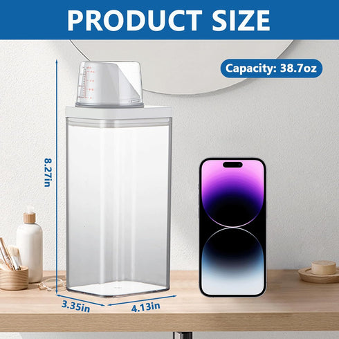 Laundry Detergent Dispenser, 38.7 oz Liquid Detergent Dispenser, Laundry Soap Dispenser, Plastic Detergent Container for Laundry Room/Powder/Fabri...