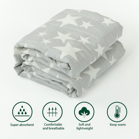 NTBAY 3 Layer Toddler Blanket, Muslin Cotton Jacquard Bed Blankets, Lightweight Thermal Baby Blanket, Super Soft and Warm Crib Blanket for All Sea...