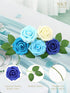 N&T NIETING Blue Roses Artificial Flowers, 25pcs Fake Flowers Rose Perfect for DIY Wedding Bridesmaid Bridal Bouquets Centerpieces Home Flower Arr...