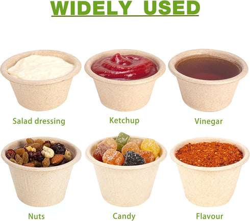 Gere Disposable Testing Cup Bowls,100 Pack, 4 oz,Natural Biodegradable Bagasse Fiber Souffle Cups, Condiment Cups, Sample Cups, Measuring Cups,...