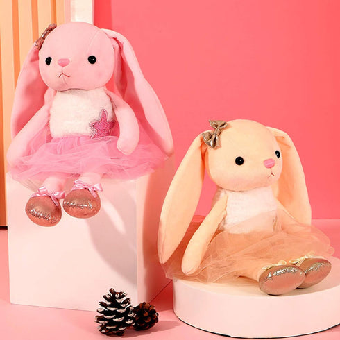 Ballerina Dolls Plush Bunny Rabbit Soft Toys Ballet Dance Recital Gifts for Girls Pink 15.5 Inches...