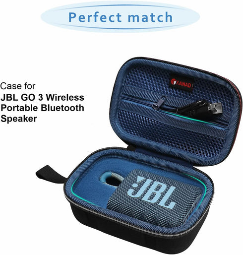 XANAD Blue Case for JBL Go3 / Go 3 Eco Portable Wireless Bluetooth Speaker - Travel Protective Carrying Storage Case Bag...