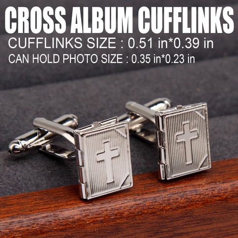 Cufflinks for Men,To commemorate the deceased loved ones, Photos can be placed Album Cross Cufflinks, Shirt Accessories Unique Cuff Links for Mens...