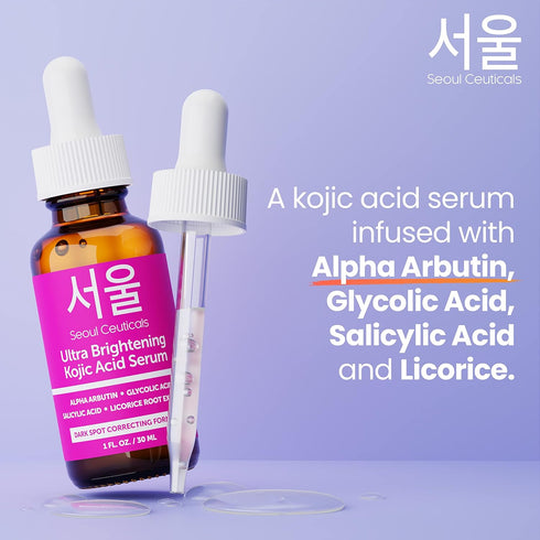 SeoulCeuticals Korean Skin Care Kojic Acid Serum Alpha Arbutin Serum – Dark Spot Remover Corrector Glycolic Acid Serum + Salicylic Acid K Beauty 1...