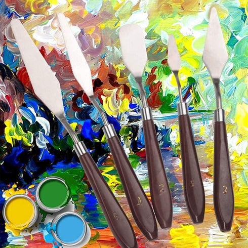 Artist Painting Knives Set - 5 Pieces Painting Knives Stainless Steel Spatula Palette Knife Oil Painting Accessories Color Mixing Set for Oil, Can...