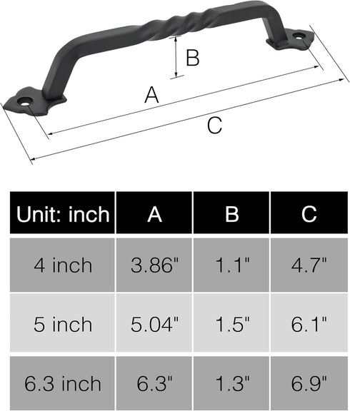 OVOV 2 Pack Barn Door Pull Handle Hardware for Wooden Garden Gate Shed Cabinet Door (2Pcs 4inch)...