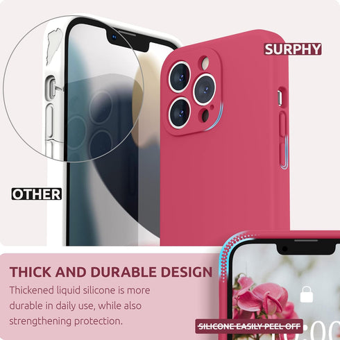 SURPHY Compatible with iPhone 13 Pro Case with Screen Protector, (Camera Protection & Soft Microfiber Lining) Liquid Silicone Phone Case 6.1 inch ...