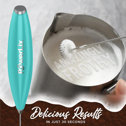 PowerLix Powerful Handheld Milk Frother With Stand Battery Operated Foam Maker Frother Wand For Coffee (A Black) (No Stand Aqua)...