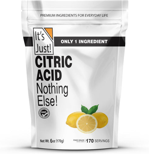 It's Just! - Citric Acid, Food Grade Flavor Enhancer Powder, Non-GMO, Great for Cooking, Cleaning, Bath Bombs, Natural Preservative (6 Ounces)...