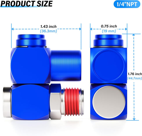 TAILONZ PNEUMATIC Blue 1/4 Inch Air Tool Swivel Fitting 360 Degree Swivel Air Hose Connector Industrial Swivel Portable Air Tool Adapter?Pack of 4...
