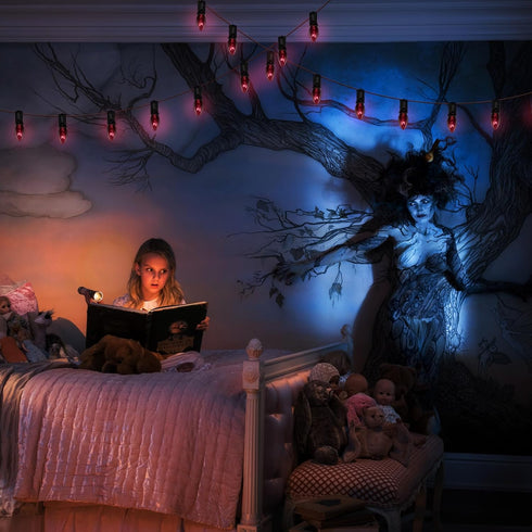Abeja 25Ft Halloween Clear Black String Lights, C7 Black Purple String Lights with 27 Clear Black Bulb, Outdoor Halloween Decorations Hanging Ligh...