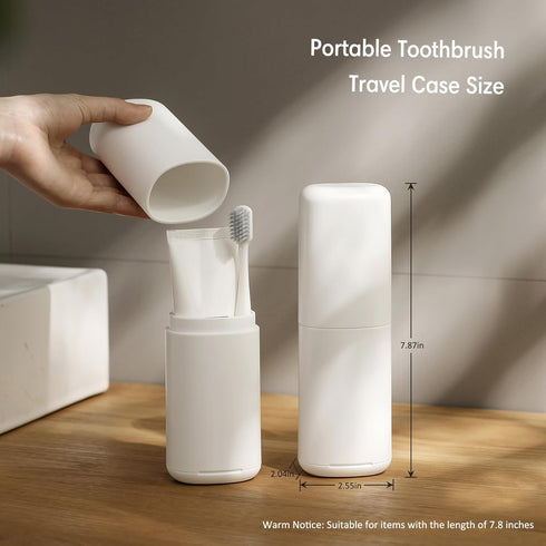 Travel Toothbrush Case, Portable Tooth Brush Holder and Toothpaste Cover Container with Mouthwash Cup, Compact Oral Clean Tools Organizer for Trav...