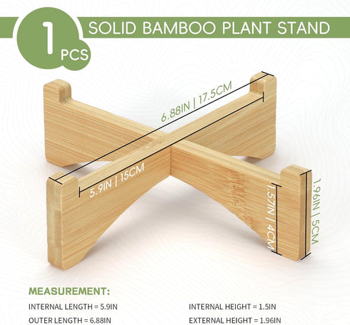Bamboo Plant Stand Indoor Outdoor, Wooden Flower Pot Stand Fit 6 Inch Pots, Modern Planter Stand, Single Plant Holder Riser Rack Shelf for Patio H...