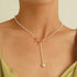 Boho Pearl Y Lariat Necklace Chain Pearl Beaded Choker Necklace Bow Knot Necklace Choker Pearl Y Drop Necklace Chain Jewelry for Women and Girls...